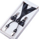 Luxusní šedočerné kšandy s hedvábným leskem kožená poutka Assante 90057