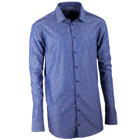 Prodloužená pánská košile rovná modro modrá Assante 20798