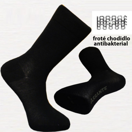 Černé pánské ponožky antibakteriální se stříbrem Assante 71201