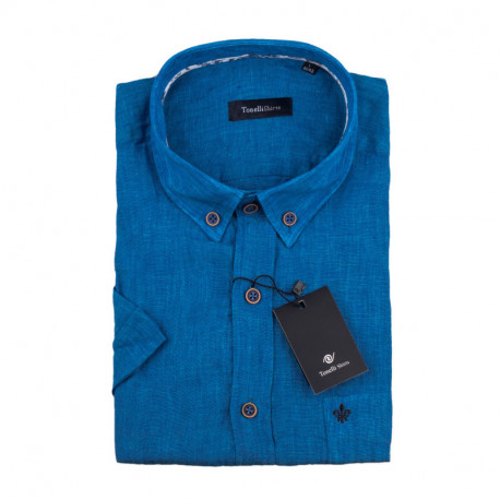 Pánská košile modrá krátký rukáv Tonelli 110869